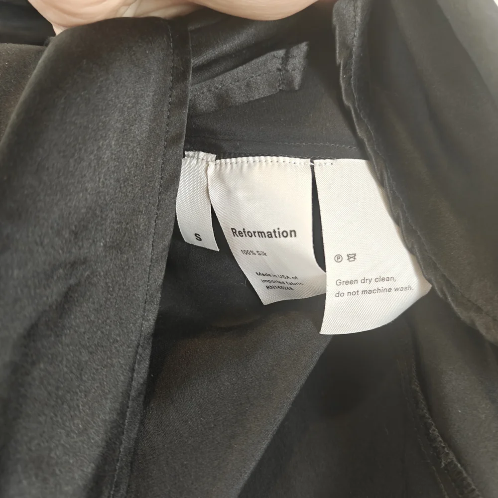 Reformation Black Silk Wrap Mini Skirt | 100% Silk | Chic Minimalist Staple Sz S - Picture 8 of 11